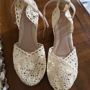 SHEIN Cream Crochet Espadrilles